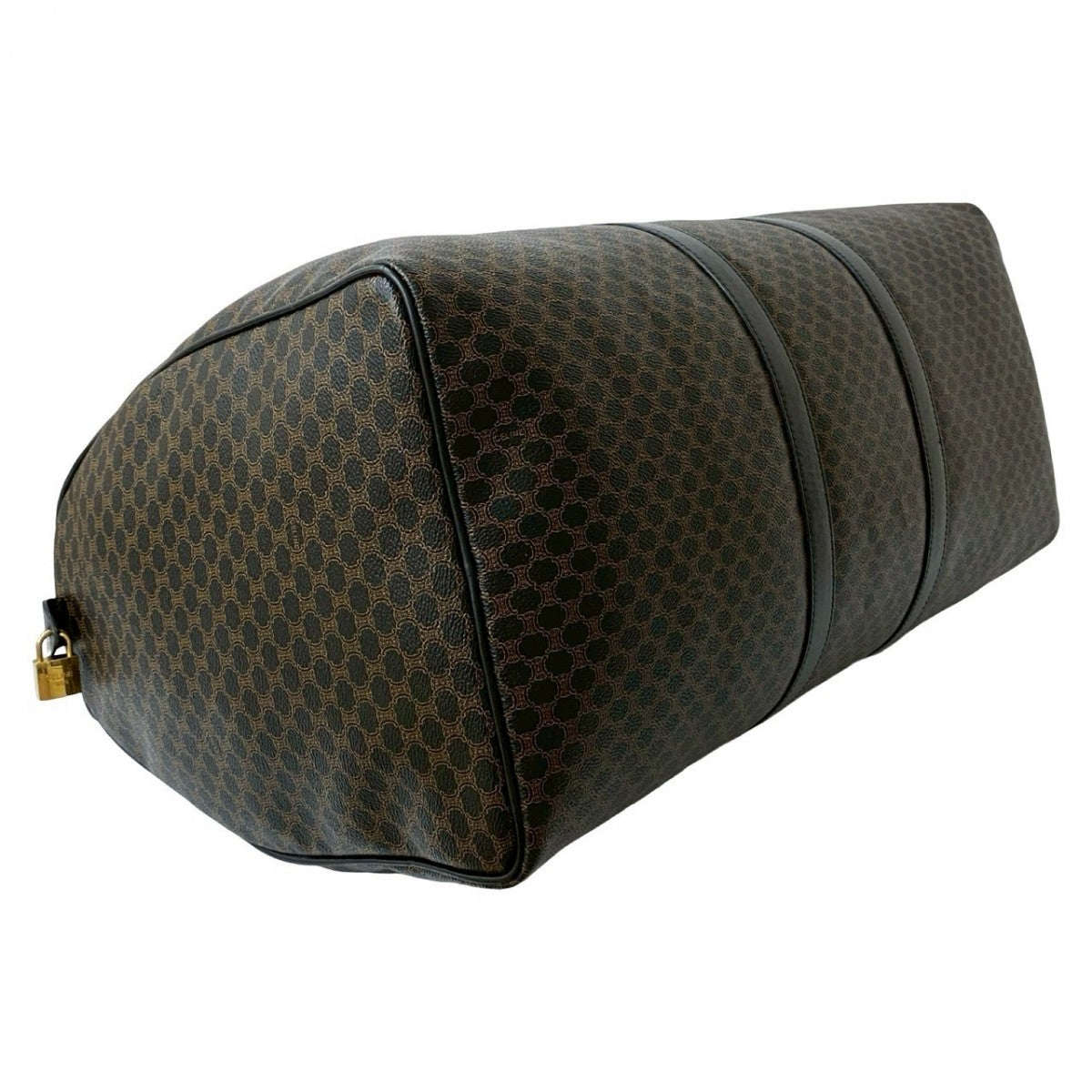 CELINE Boston Duffel bag Leather, PVC Brown Macadam Blason Triomphe Pattern Women Used Authentic