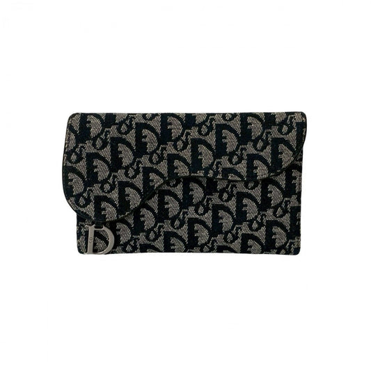 Dior Long Wallet Purse canvas black