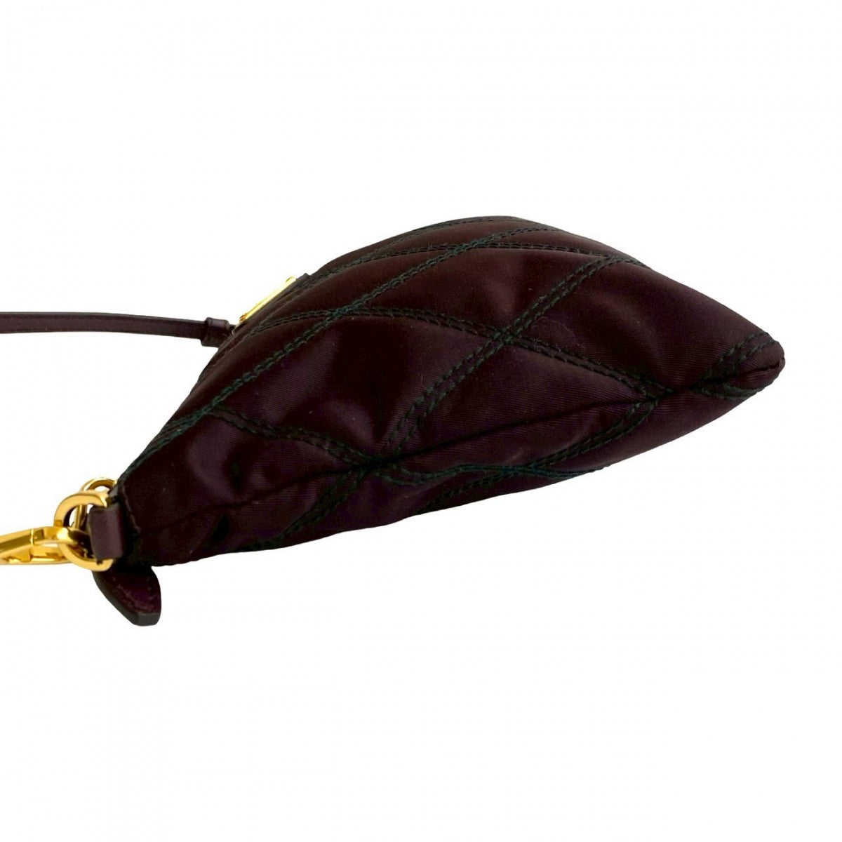PRADA Handbag Leather, Nylon wine-red PRADA triangle logo Metal Women Used Authentic