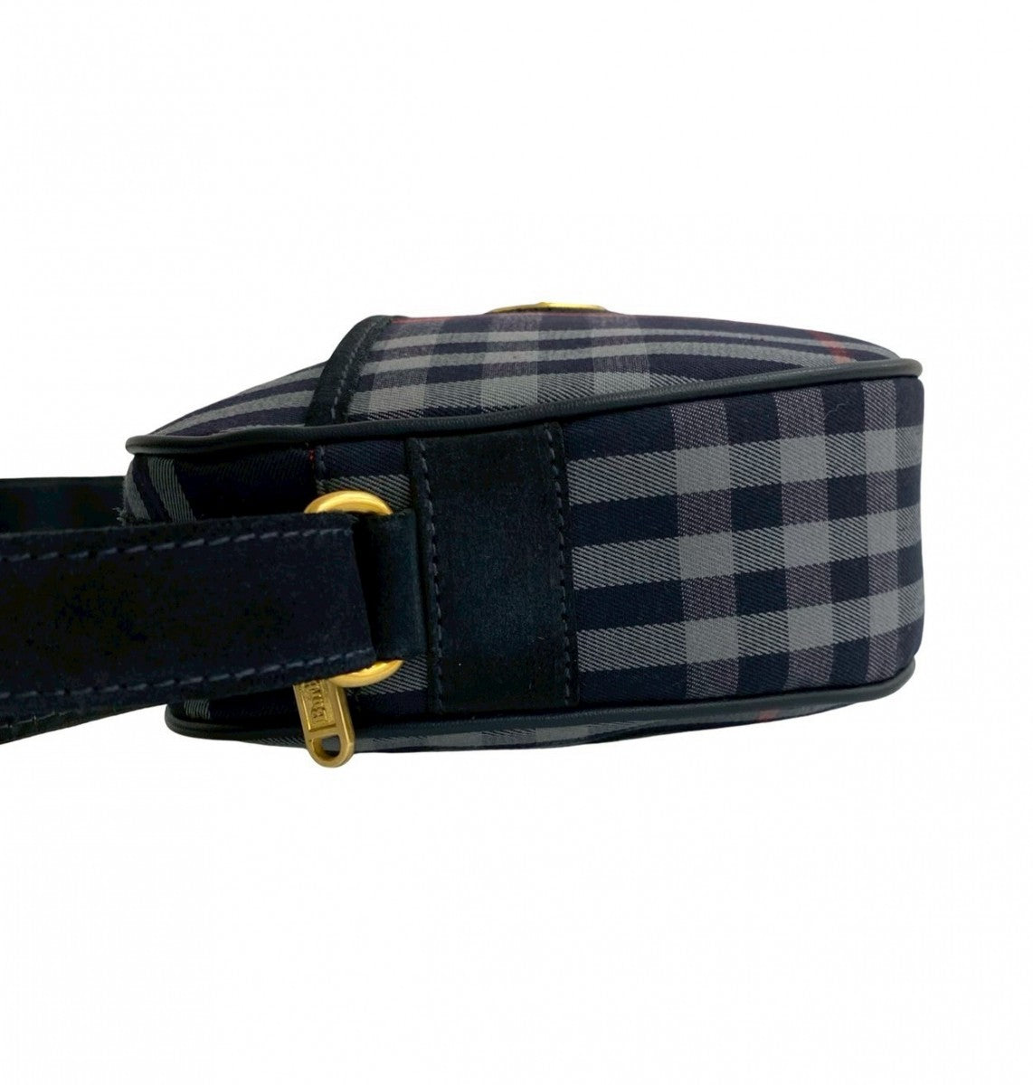 BURBERRY Shoulder Bag Leather, Canvas Navy Shadow Horse logo Metal Nova Check Women Used Authentic