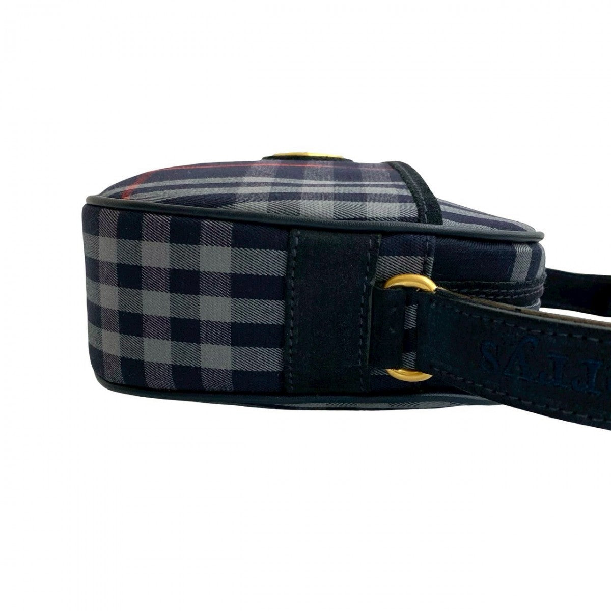 BURBERRY Shoulder Bag Leather, Canvas Navy Shadow Horse logo Metal Nova Check Women Used Authentic