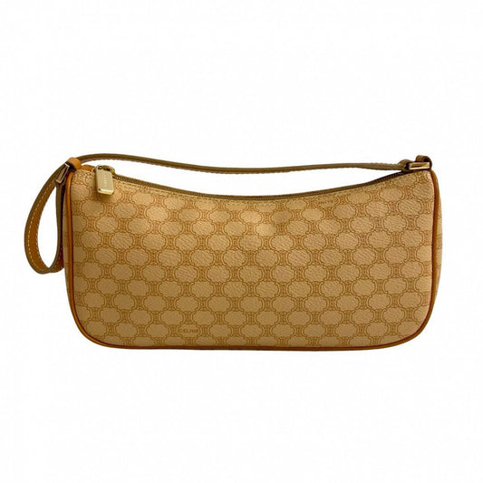 CELINE Shoulder Bag Leather, PVC beige Macadam Blason Pattern Women Used Authentic