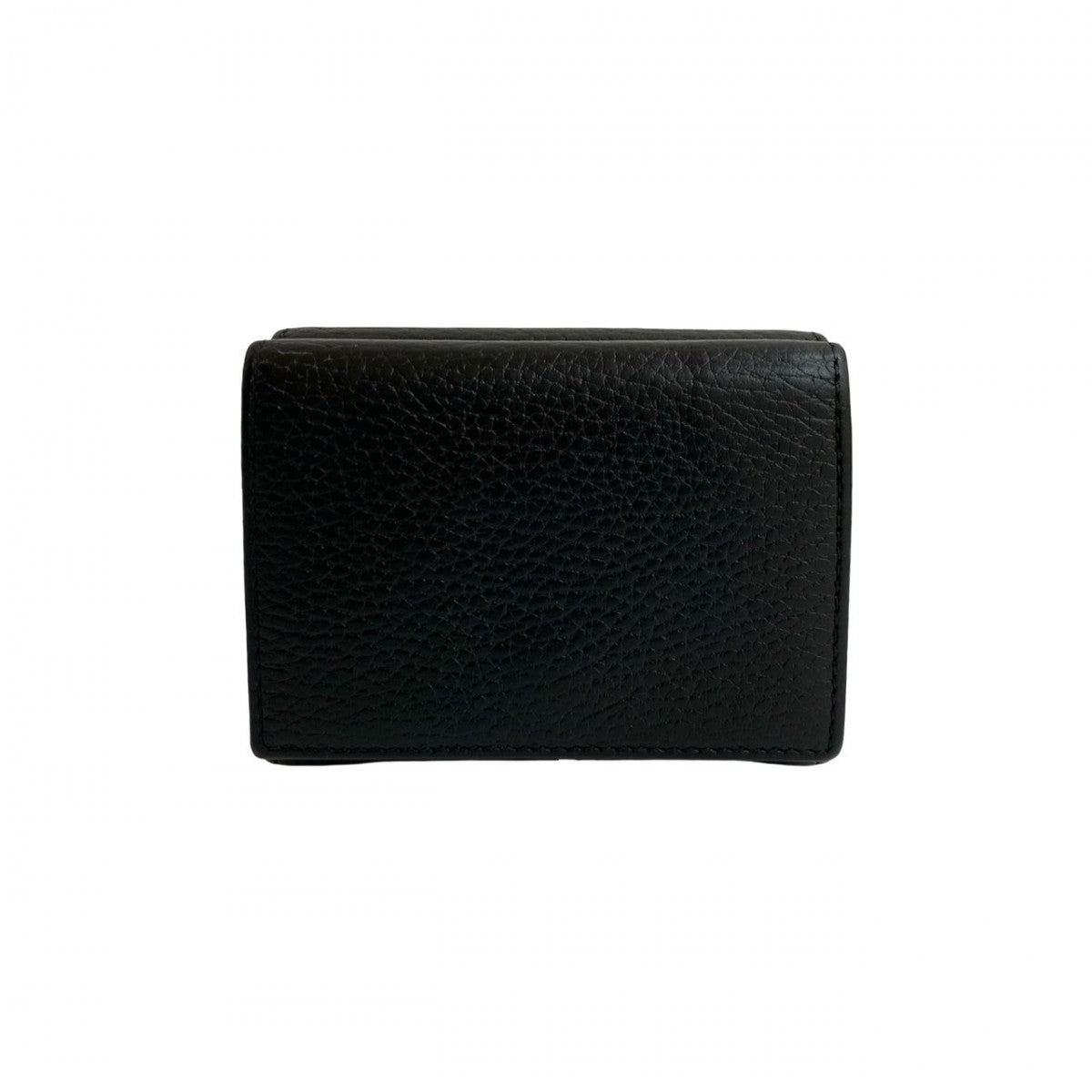 GUCCI Tri-fold wallet leather black GG Marmont