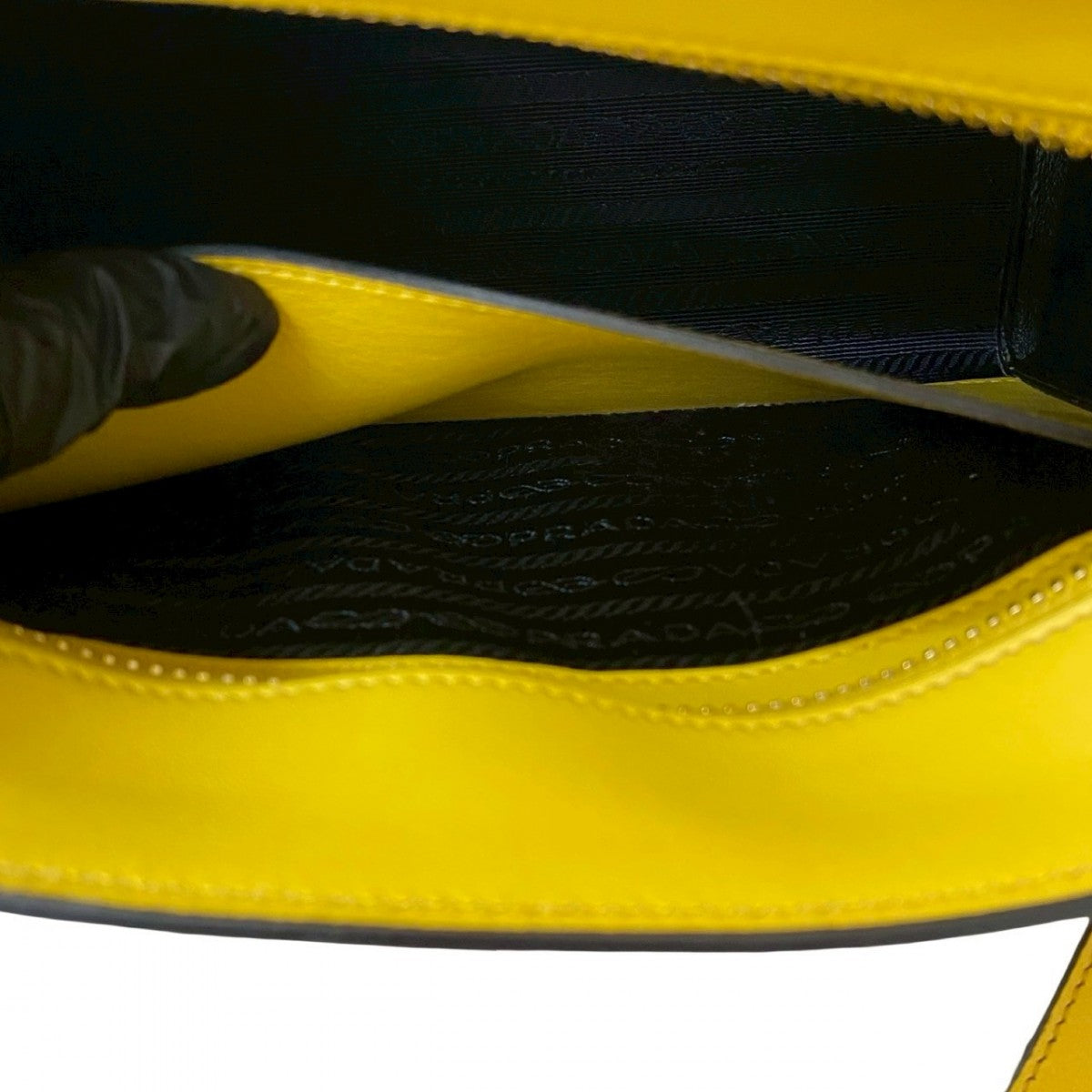 PRADA Shoulder Bag leather yellow