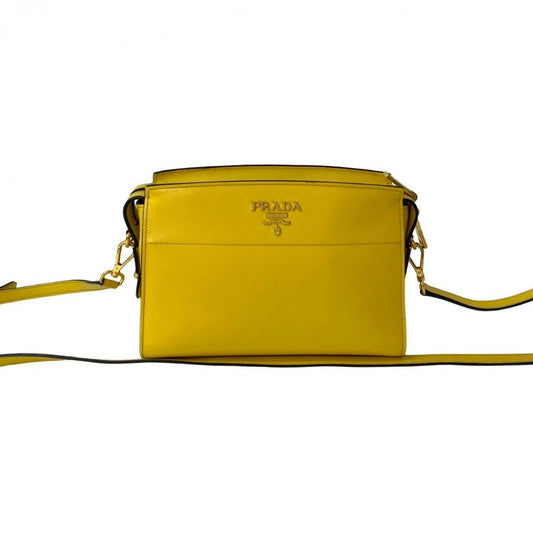 PRADA Shoulder Bag leather yellow