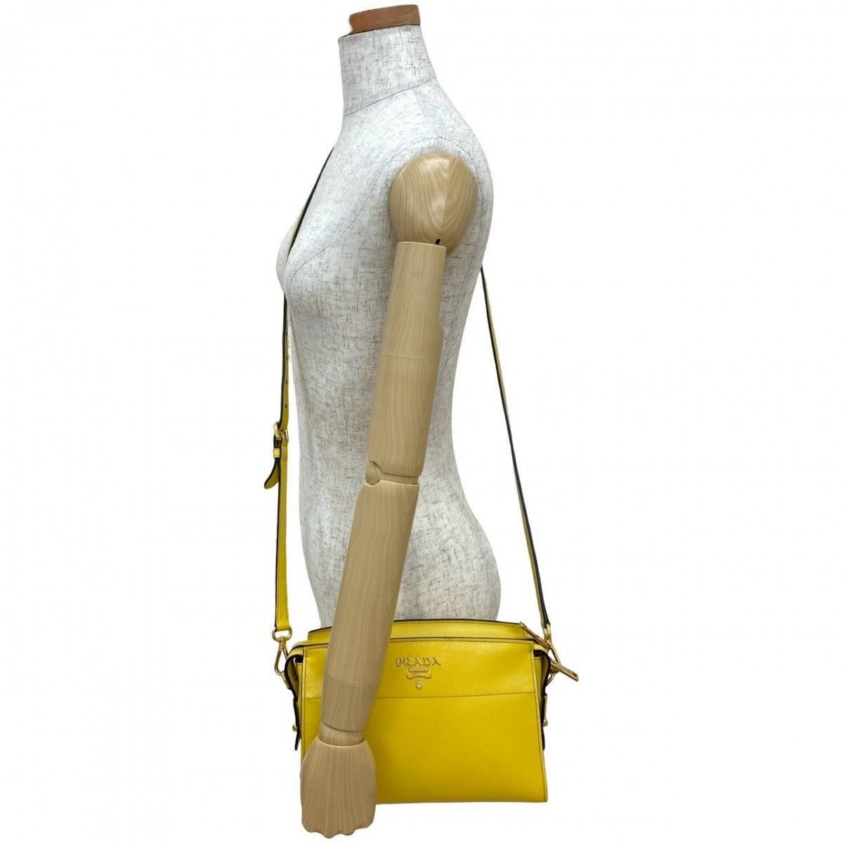 PRADA Shoulder Bag leather yellow