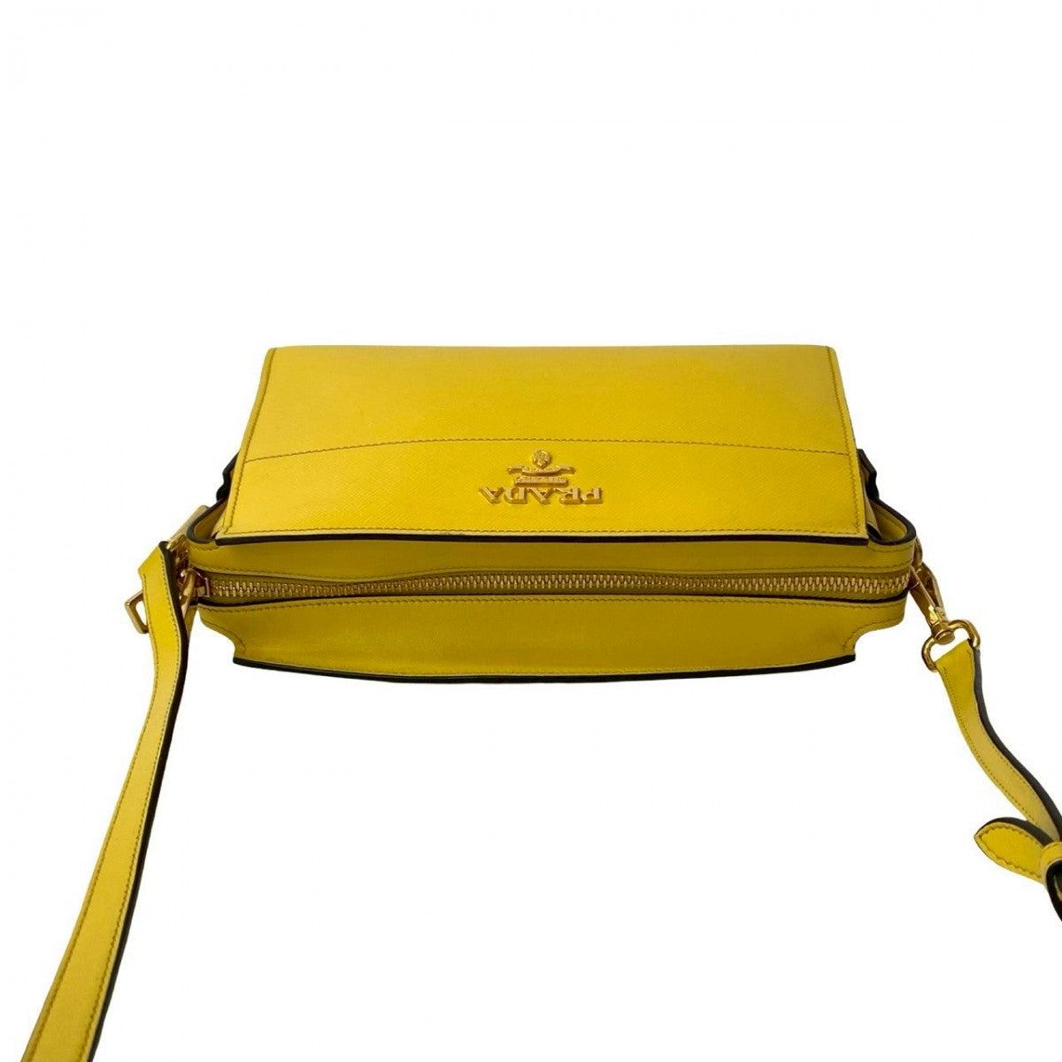 PRADA Shoulder Bag leather yellow