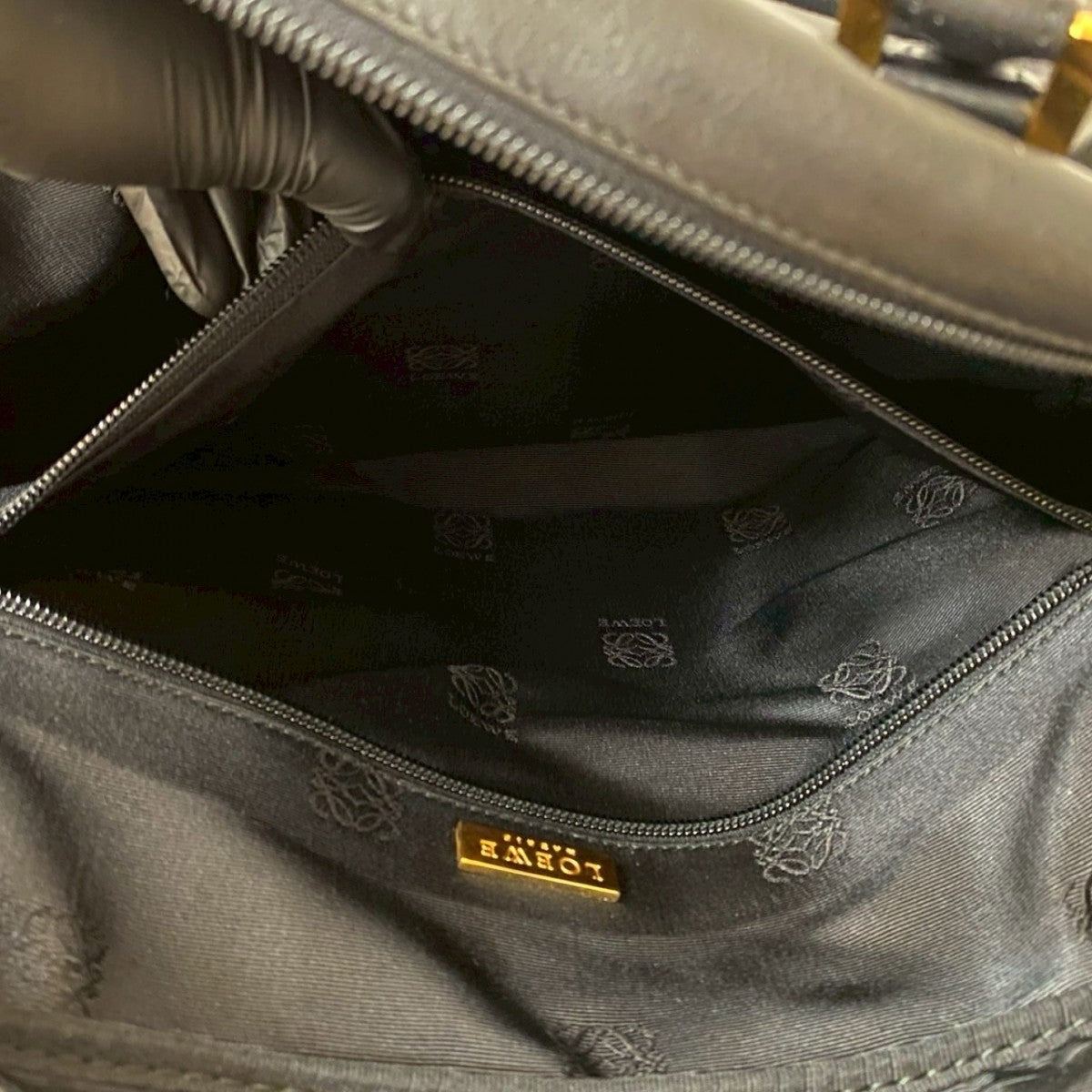 LOEWE Boston Duffel bag leather black Anagram logo mens Used Authentic