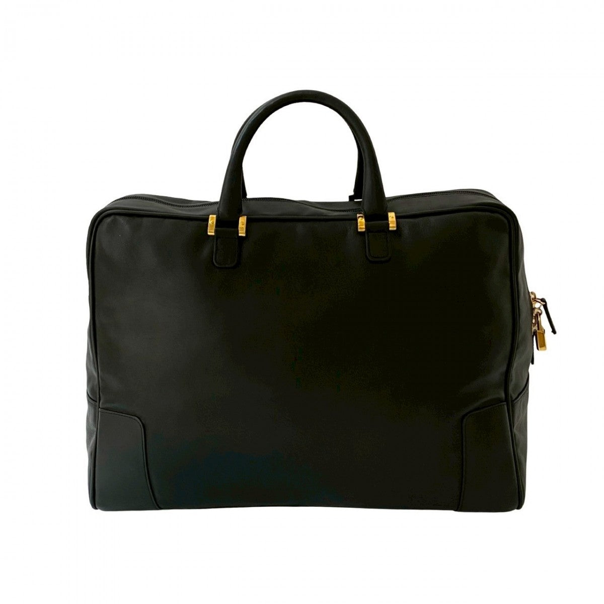 LOEWE Boston Duffel bag leather black Anagram logo mens Used Authentic