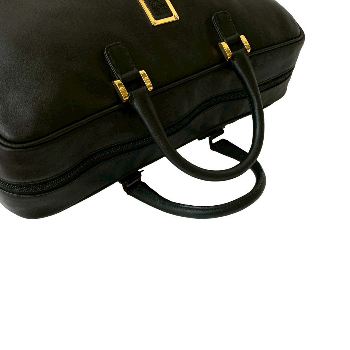 LOEWE Boston Duffel bag leather black Anagram logo mens Used Authentic