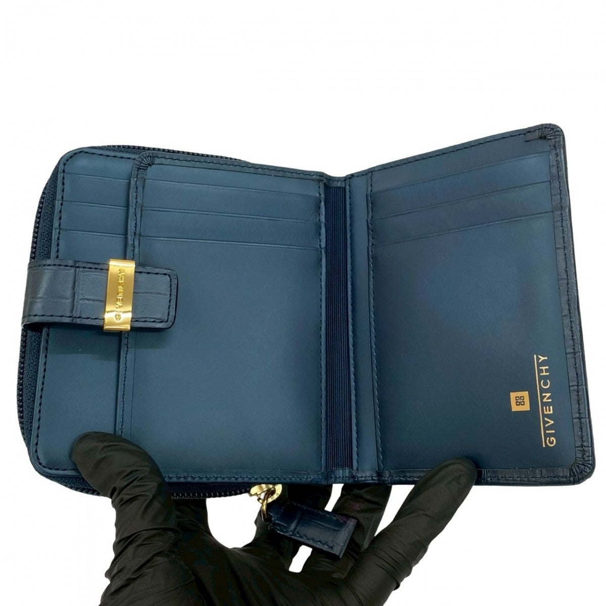GIVENCHY Bifold Wallet leather Navy