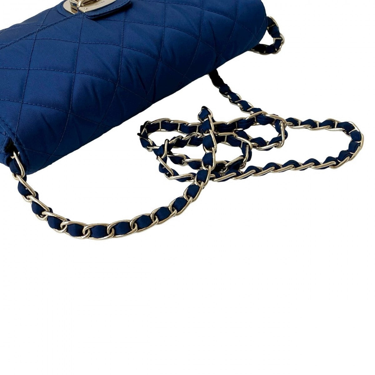 PRADA Shoulder Bag Nylon, Leather blue logo Metal Women Used Authentic