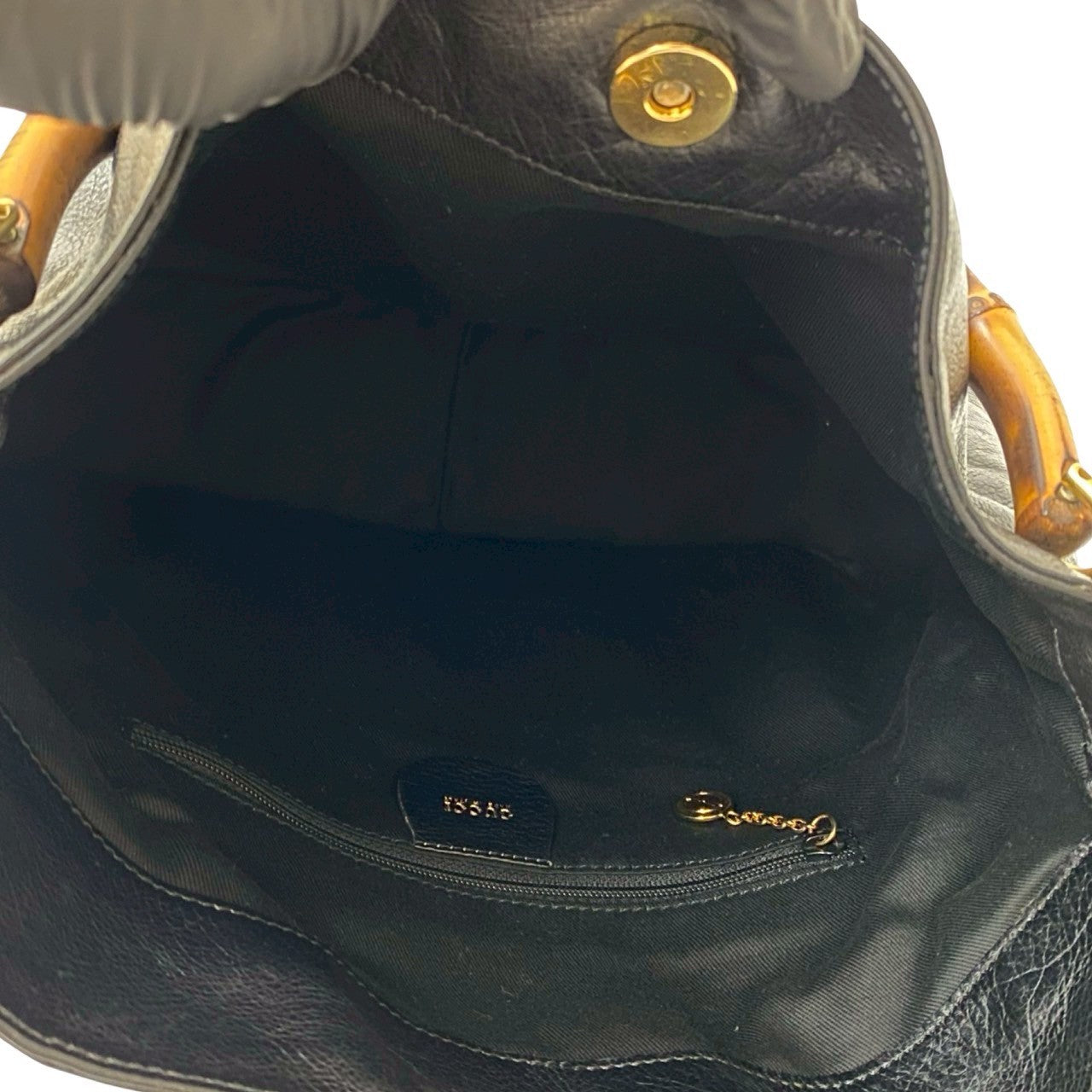 GUCCI Handbag leather black Bamboo