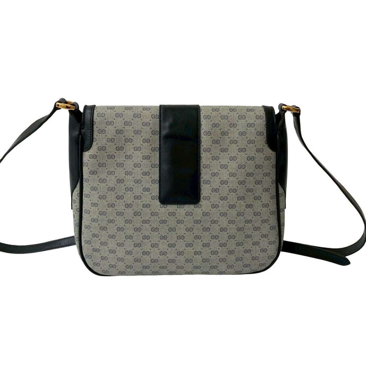 GUCCI Shoulder Bag Leather, PVC Navy Micro GG logo Metal Women Used Authentic