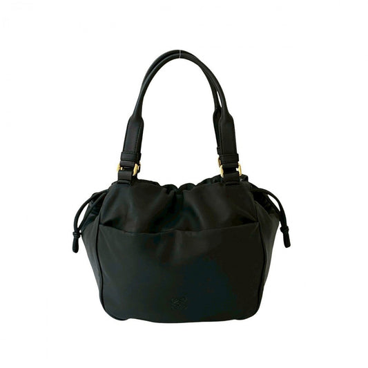 LOEWE Handbag leather black Anagram logo Women Used Authentic