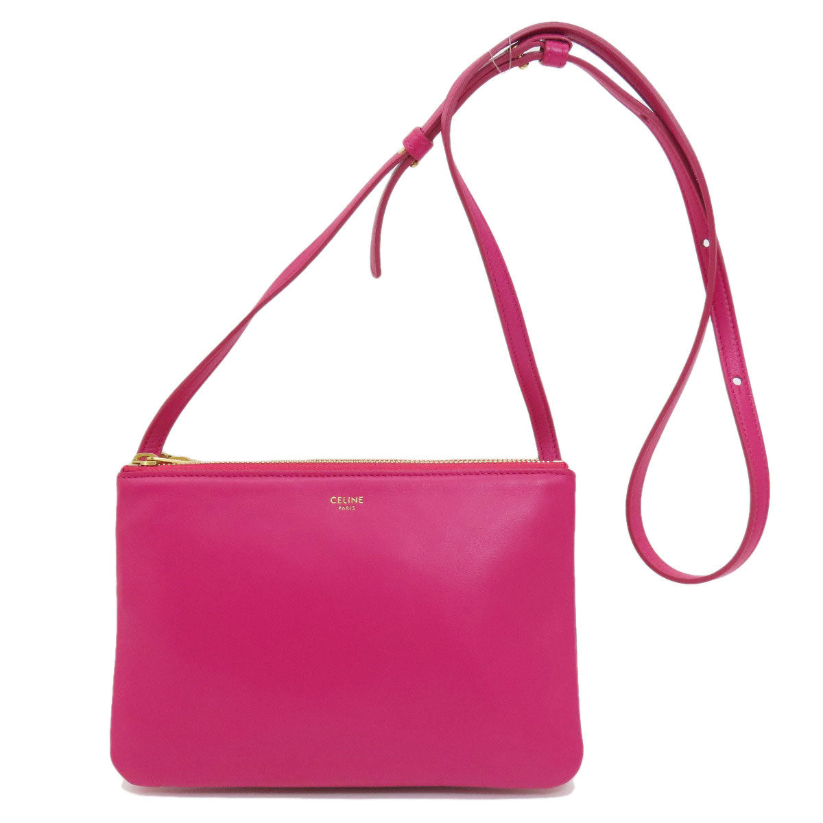 CELINE Shoulder Bag Calfskin pink trio Women Used Authentic