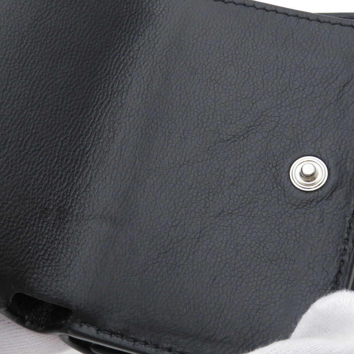 BALENCIAGA Bifold Wallet 594312 Calfskin black Logo motif mini wallet tri-fold Women Used Authentic