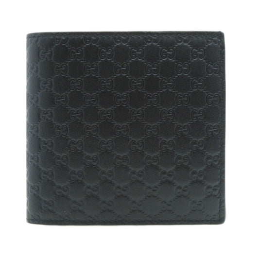 GUCCI Bifold Wallet 150413 Calfskin black GG Signature Microsima Outlet Women Used Authentic
