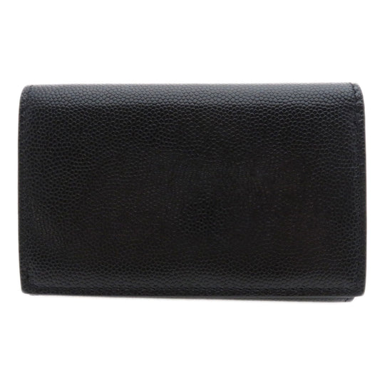 BURBERRY Bifold Wallet Calfskin black logoMetal tri-fold Women Used Authentic