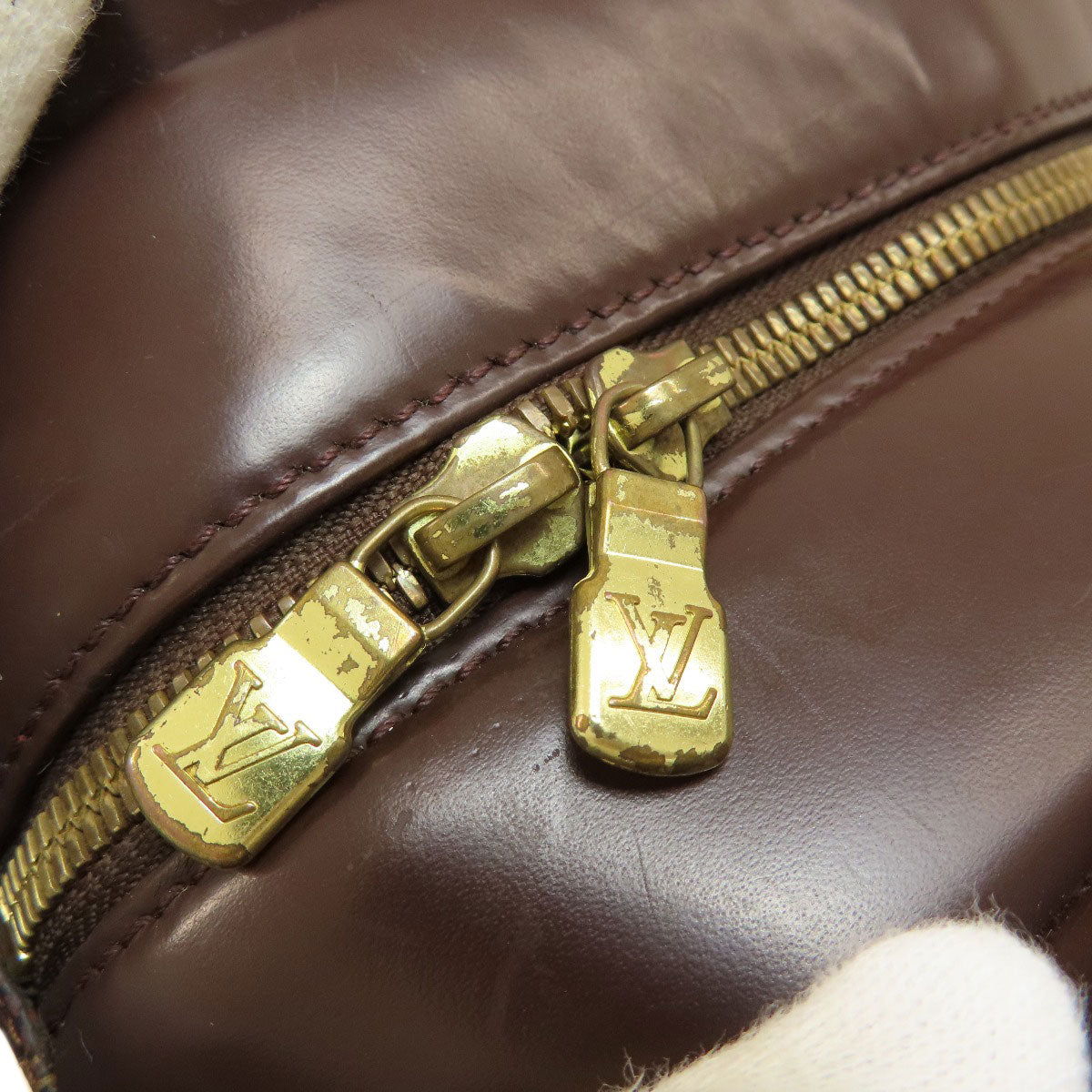 LOUIS VUITTON Handbag N51282 Damier canvas Brown Saria Horizontal Damier Ebene Women Used Authentic