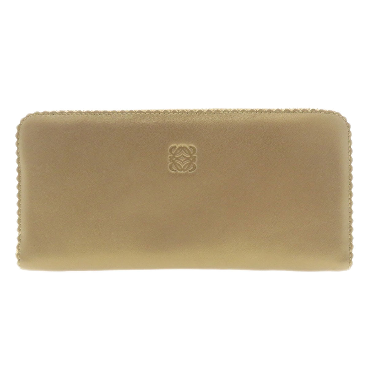 LOEWE Long Wallet Purse lambskin gold anagram Women Used Authentic