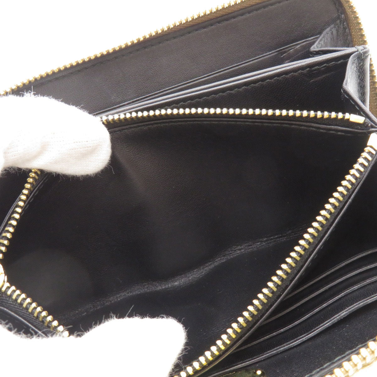 LOEWE Long Wallet Purse lambskin gold anagram Women Used Authentic