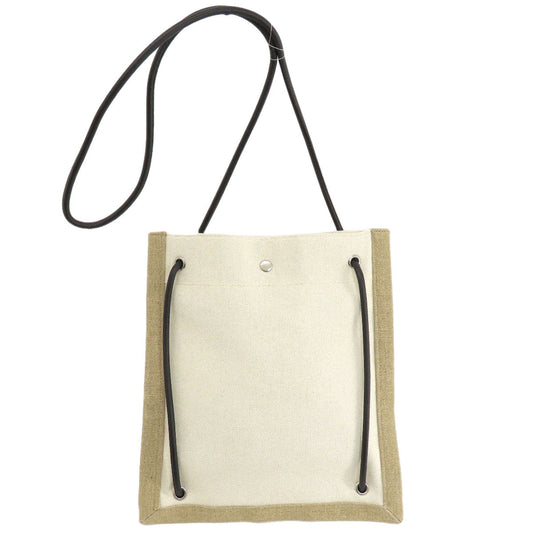 SAINT LAURENT Shoulder Bag canvas beige University Flat 2WAY Women Used Authentic