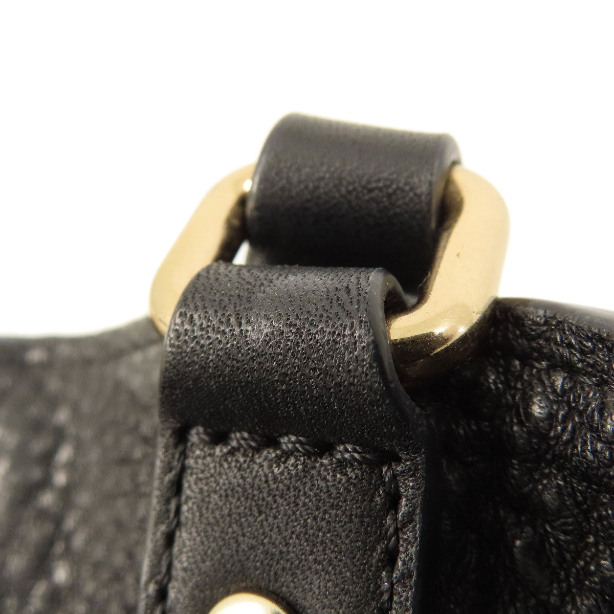 BURBERRY Tote Bag leather black logo Women Used Authentic