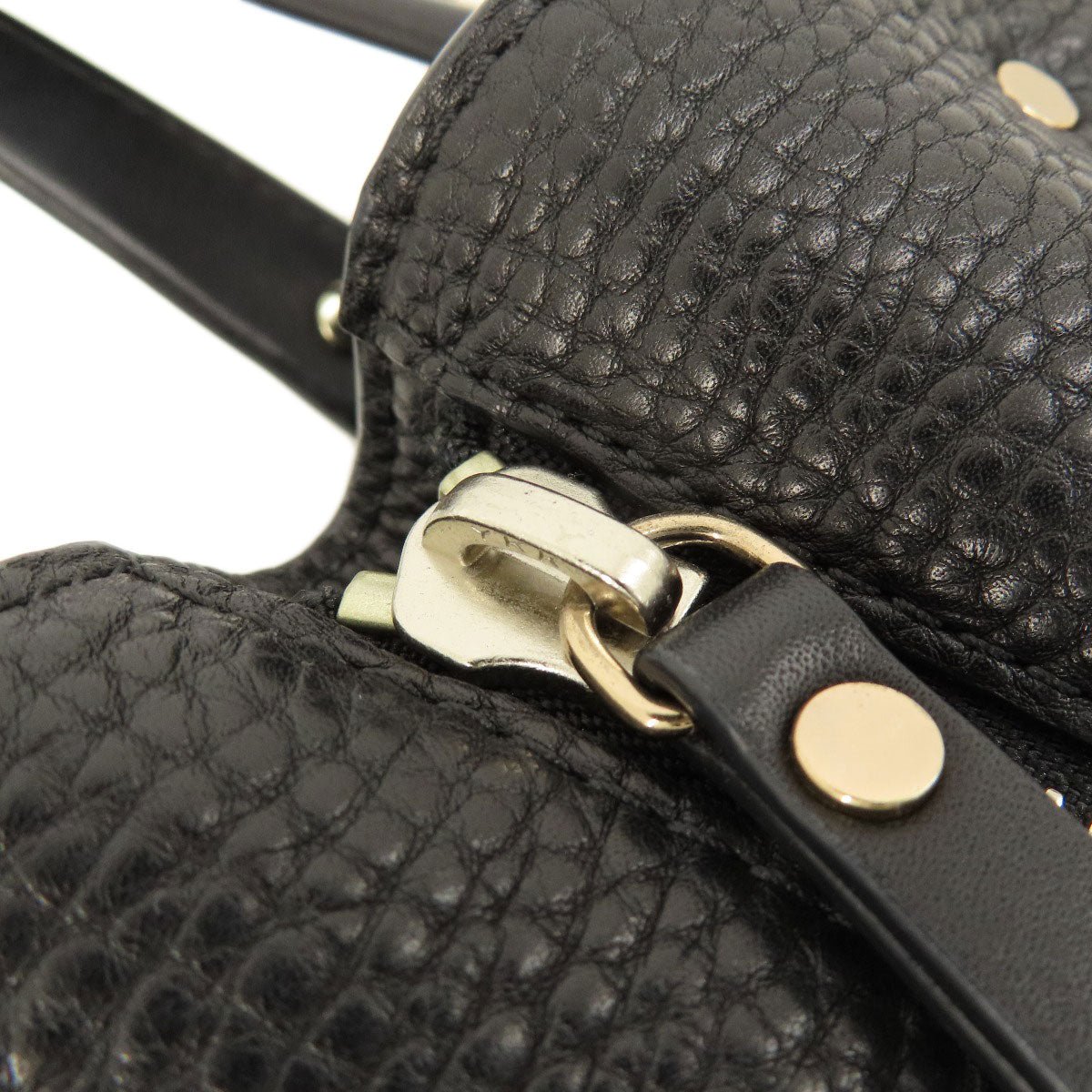 BURBERRY Tote Bag leather black logo Women Used Authentic
