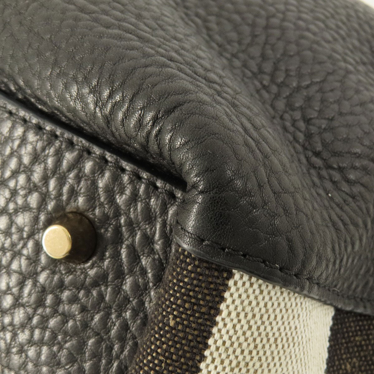 BURBERRY Tote Bag leather black logo Women Used Authentic
