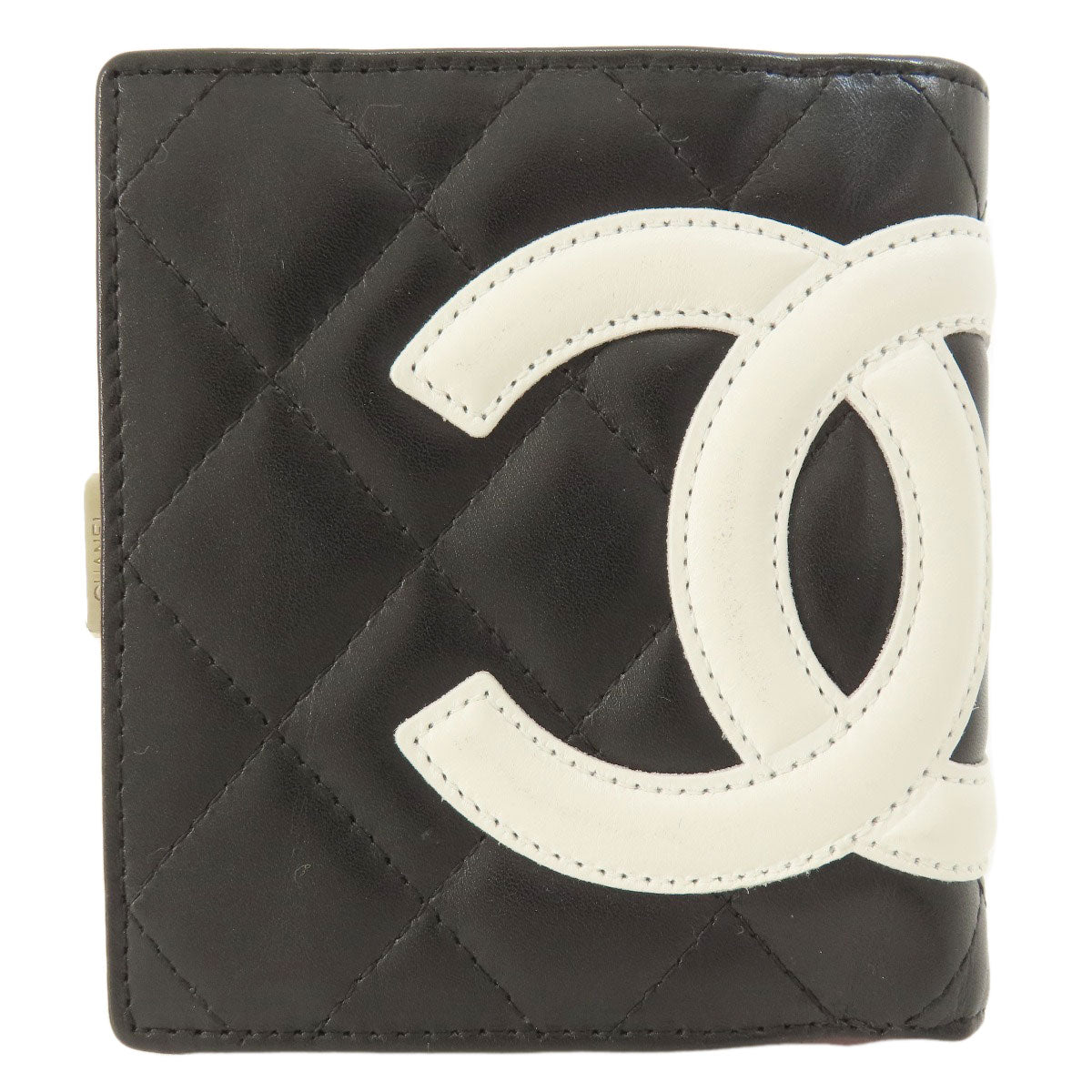 CHANEL Bifold Wallet Calfskin black Cambon Line SilverMetal