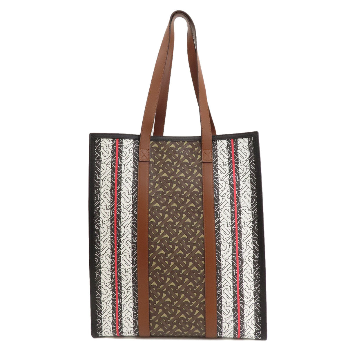 BURBERRY Tote Bag PVC, Leather Brown B logo Women Used Authentic