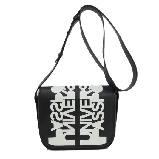 BURBERRY Shoulder Bag leather black logo Women Used Authentic