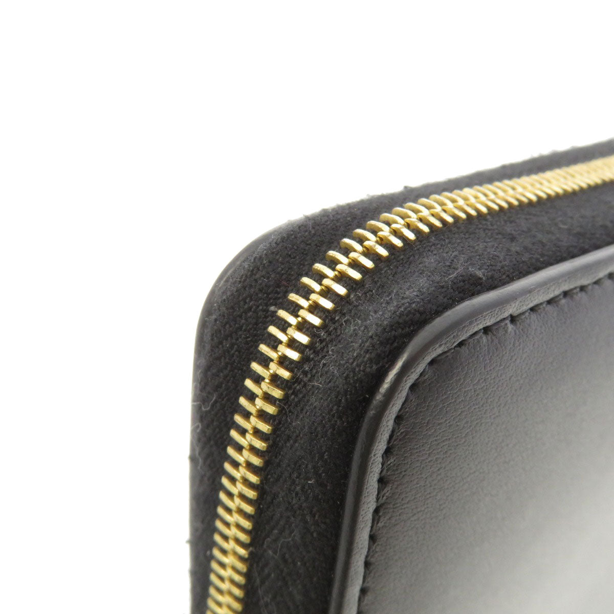 CELINE Long Wallet Purse Calfskin black Logo motif Women Used Authentic