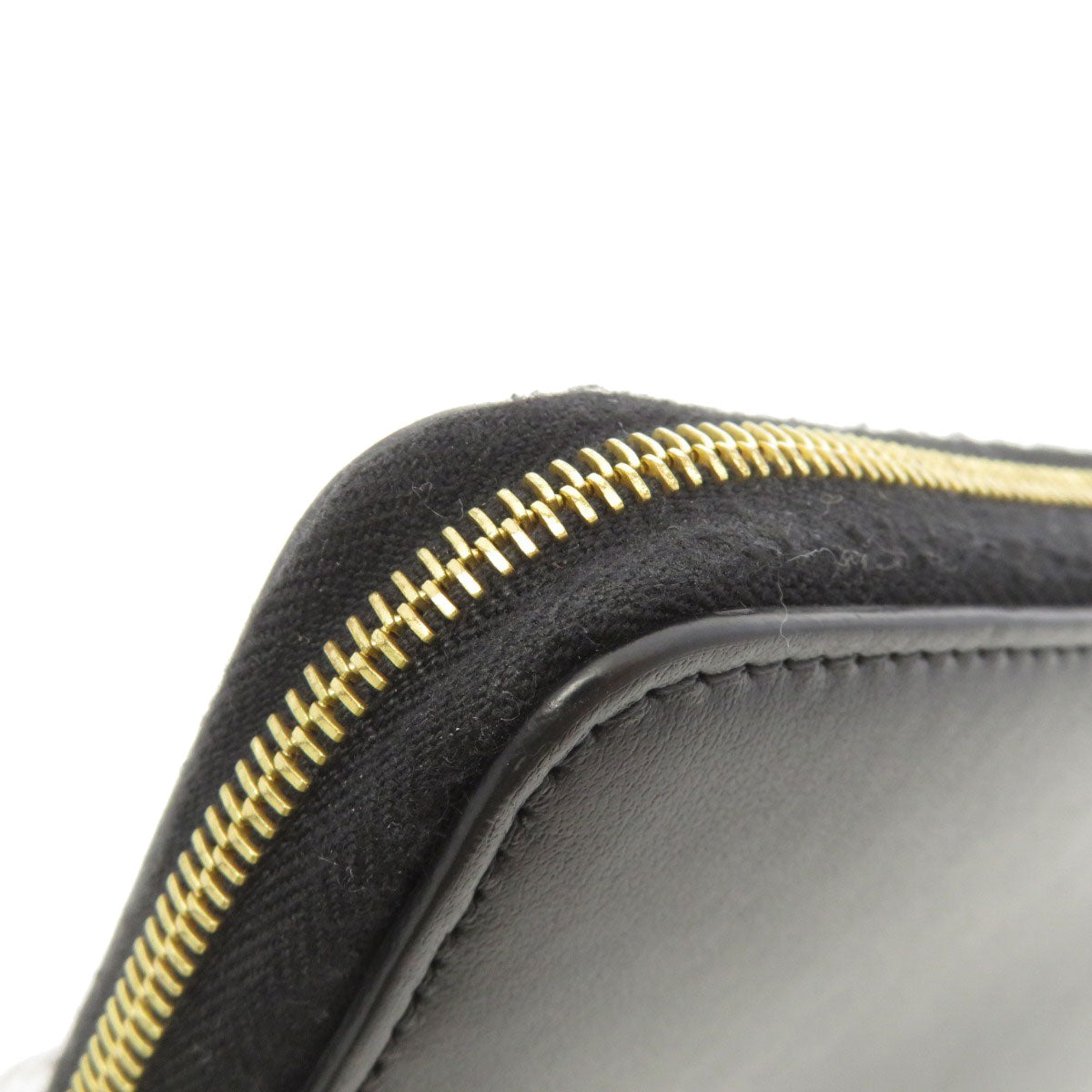 CELINE Long Wallet Purse Calfskin black Logo motif Women Used Authentic