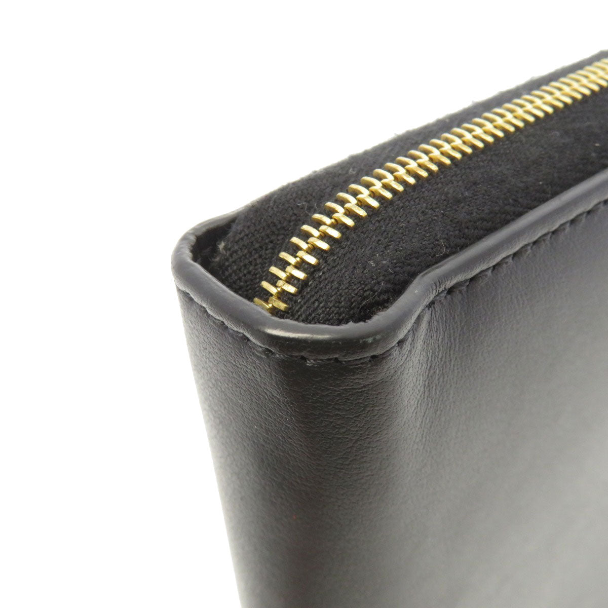 CELINE Long Wallet Purse Calfskin black Logo motif Women Used Authentic