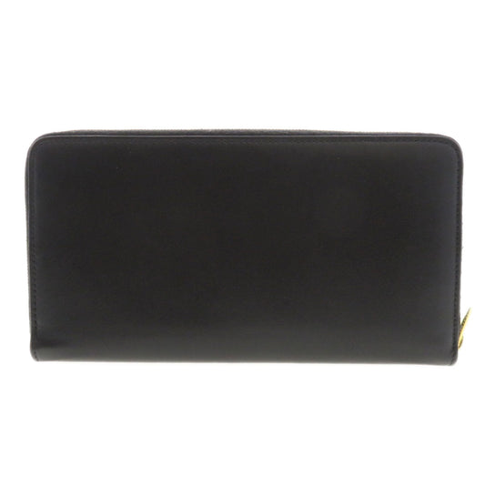 CELINE Long Wallet Purse Calfskin black Logo motif Women Used Authentic