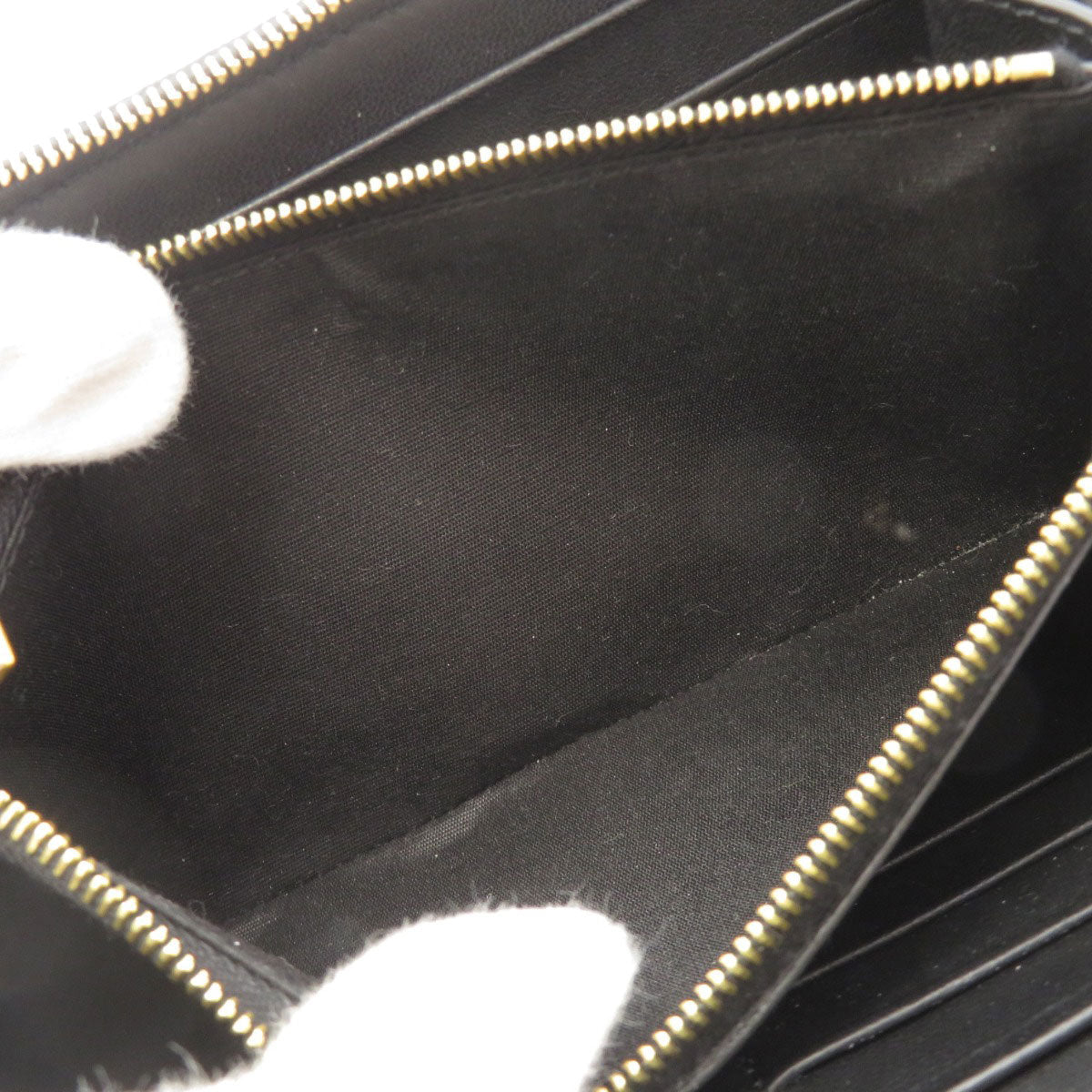 CELINE Long Wallet Purse Calfskin black Logo motif Women Used Authentic