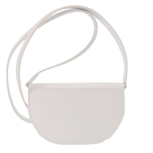 BURBERRY Shoulder Bag leather white Mini pochette Women Used Authentic