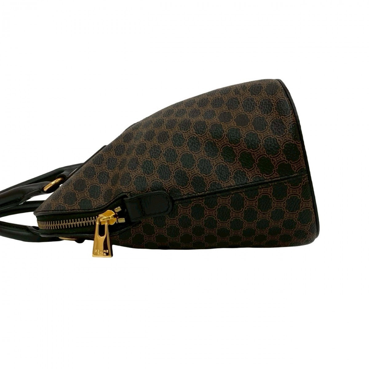 CELINE Shoulder Bag Leather, PVC black Macadam Blason logo Pattern Women Used Authentic
