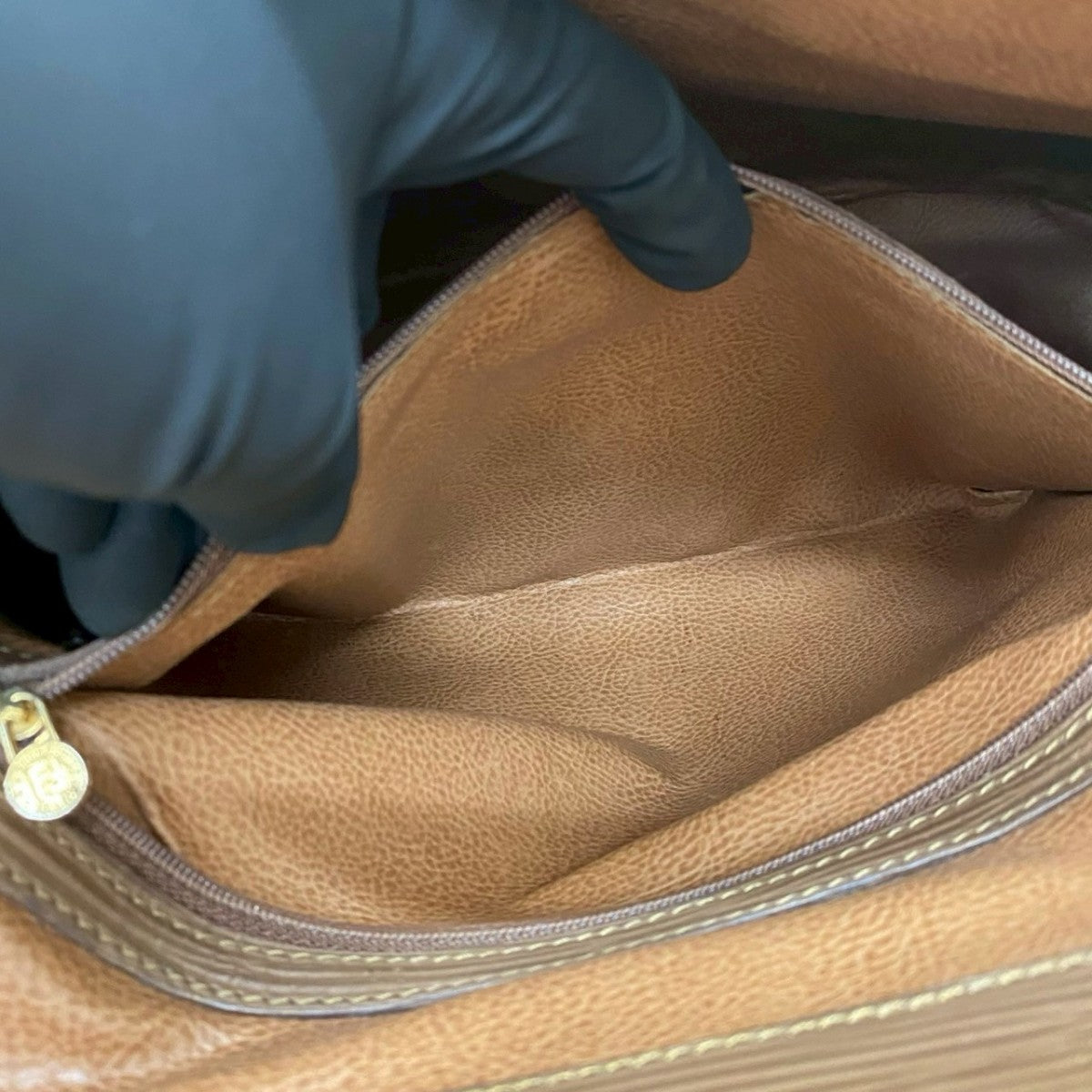 FENDI Tote Bag leather Brown FF logo Women Used Authentic