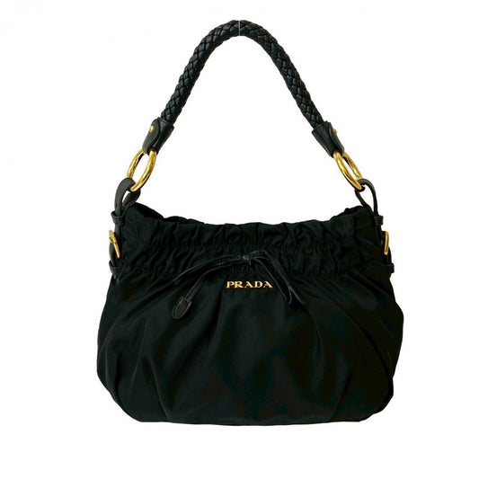 PRADA Shoulder Bag leather black