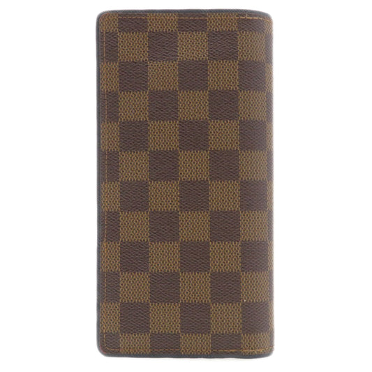 LOUIS VUITTON Long Wallet Purse N63153 Damier canvas Brown Portefeuille Brazza Former Women Used Authentic
