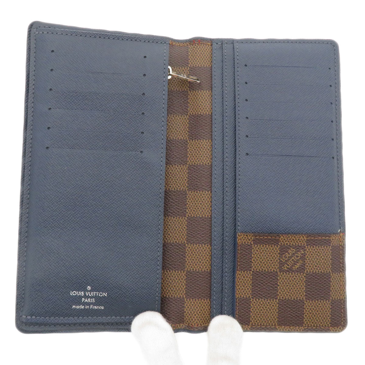 LOUIS VUITTON Long Wallet Purse N63153 Damier canvas Brown Portefeuille Brazza Former Women Used Authentic