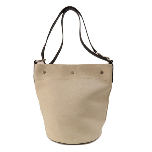 SAINT LAURENT Handbag canvas beige Bucket bag Women Used Authentic