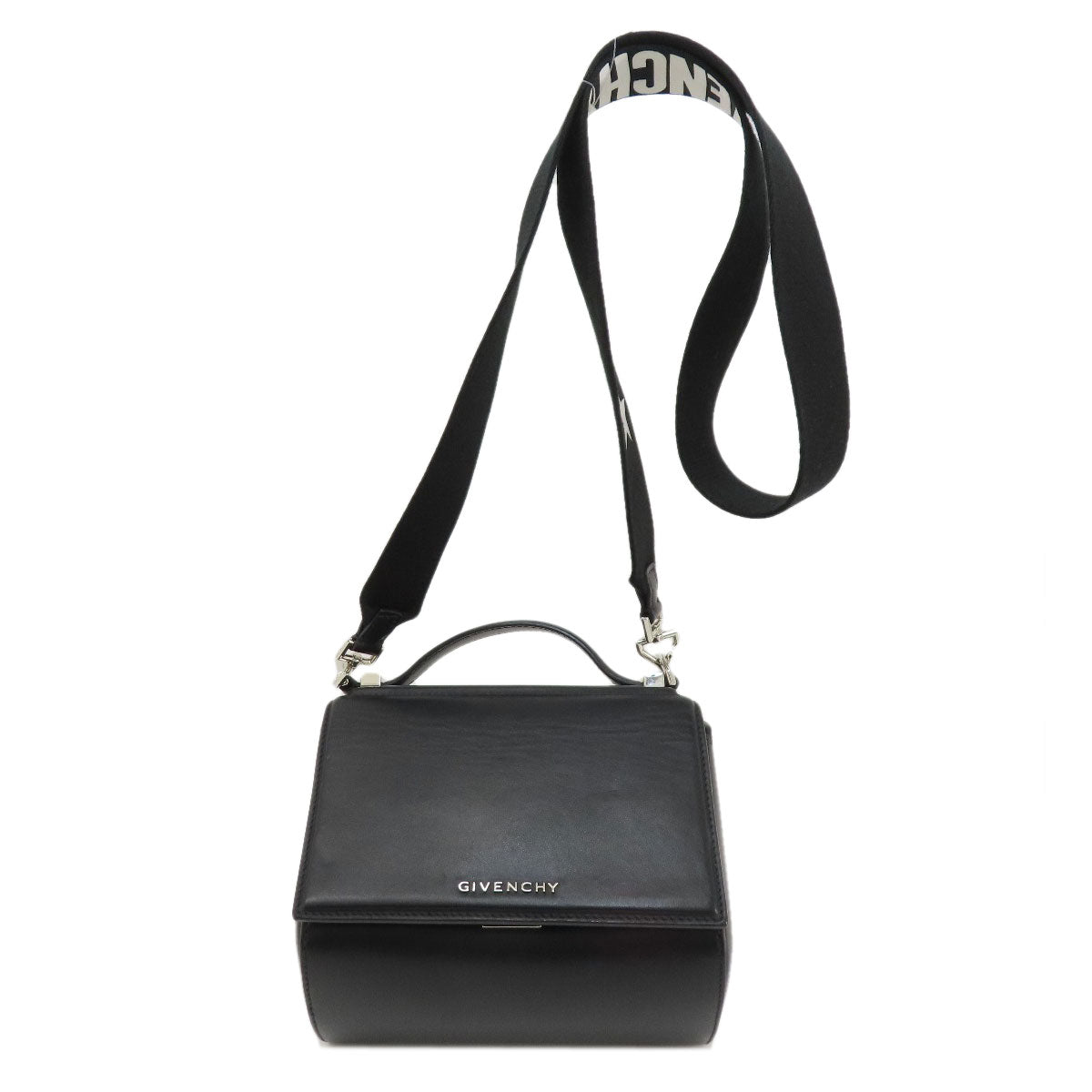 Givenchy Handbag leather black logoMetal 2WAY Women Used Authentic