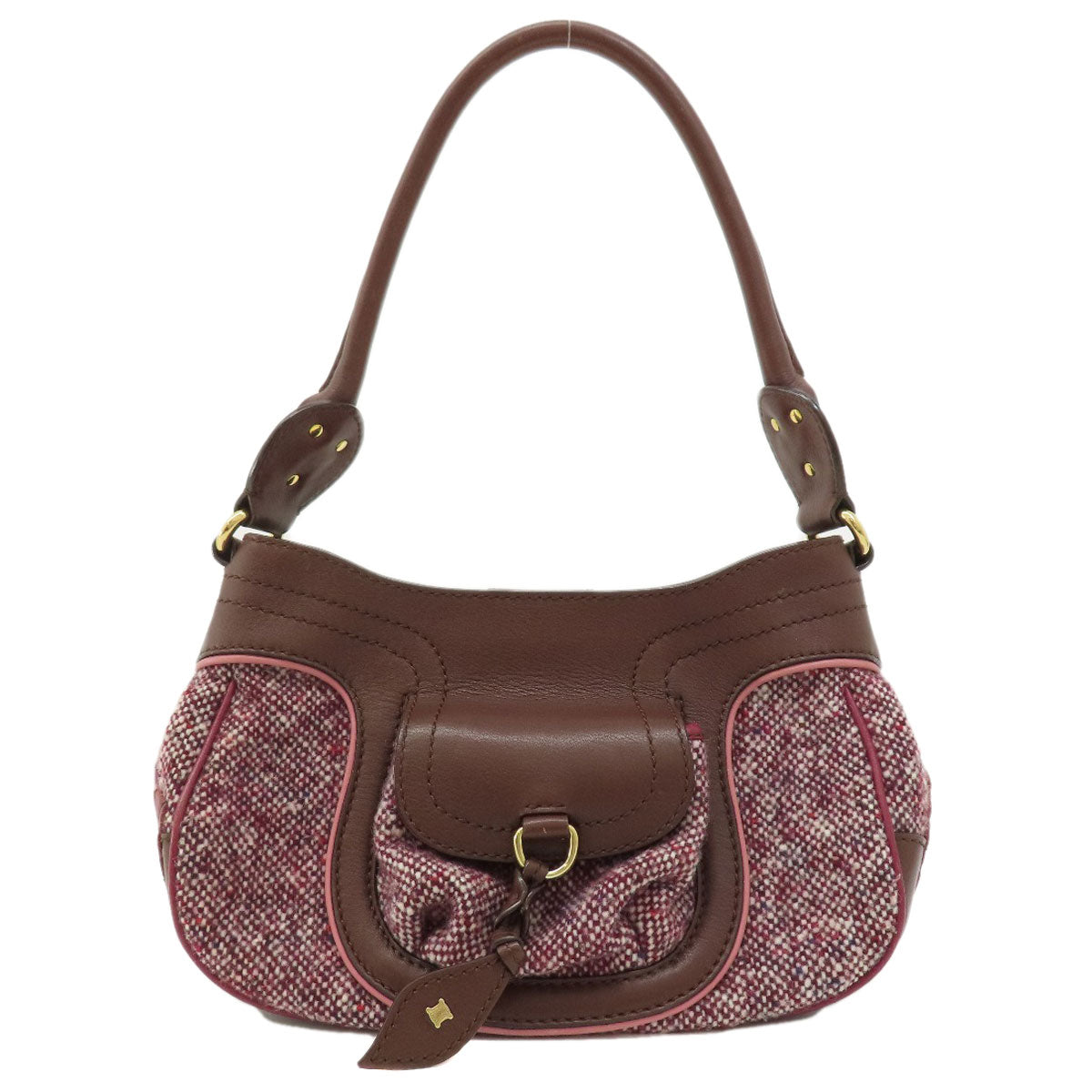 CELINE Handbag Tweed, Leather Red logoMetal Tweed Women Used Authentic