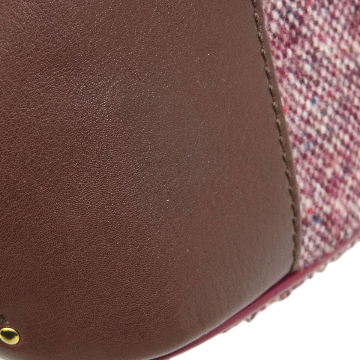 CELINE Handbag Tweed, Leather Red logoMetal Tweed Women Used Authentic