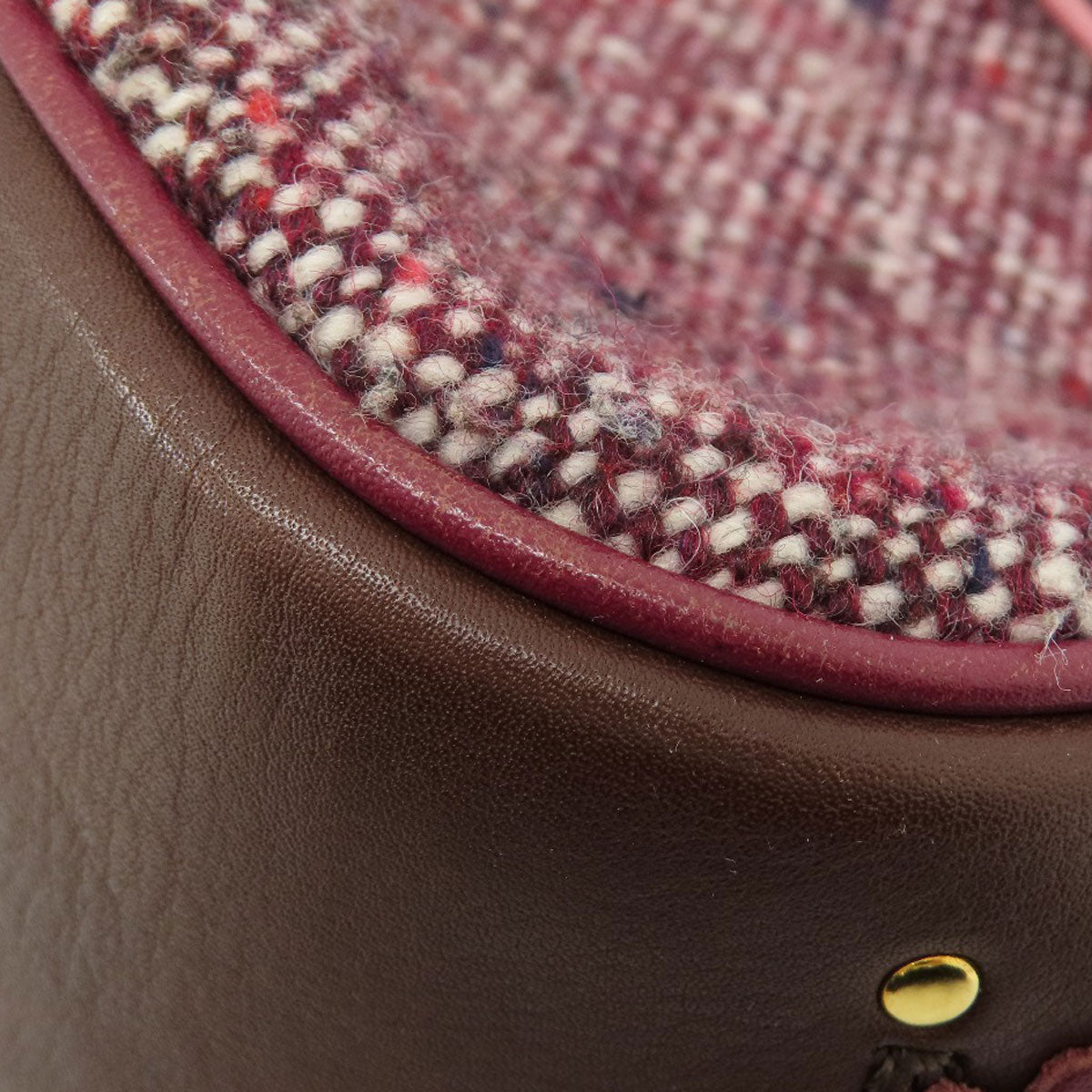 CELINE Handbag Tweed, Leather Red logoMetal Tweed Women Used Authentic
