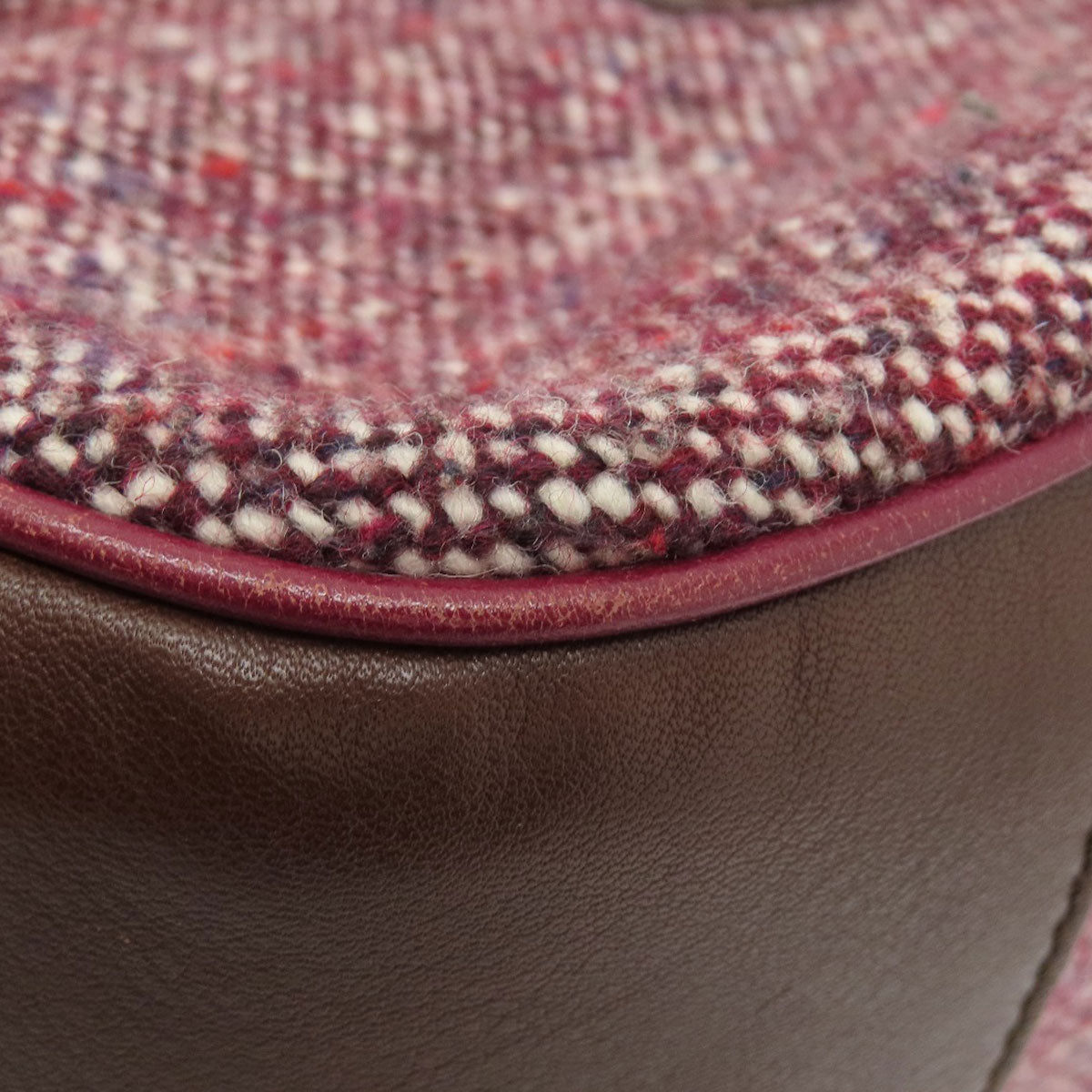 CELINE Handbag Tweed, Leather Red logoMetal Tweed Women Used Authentic